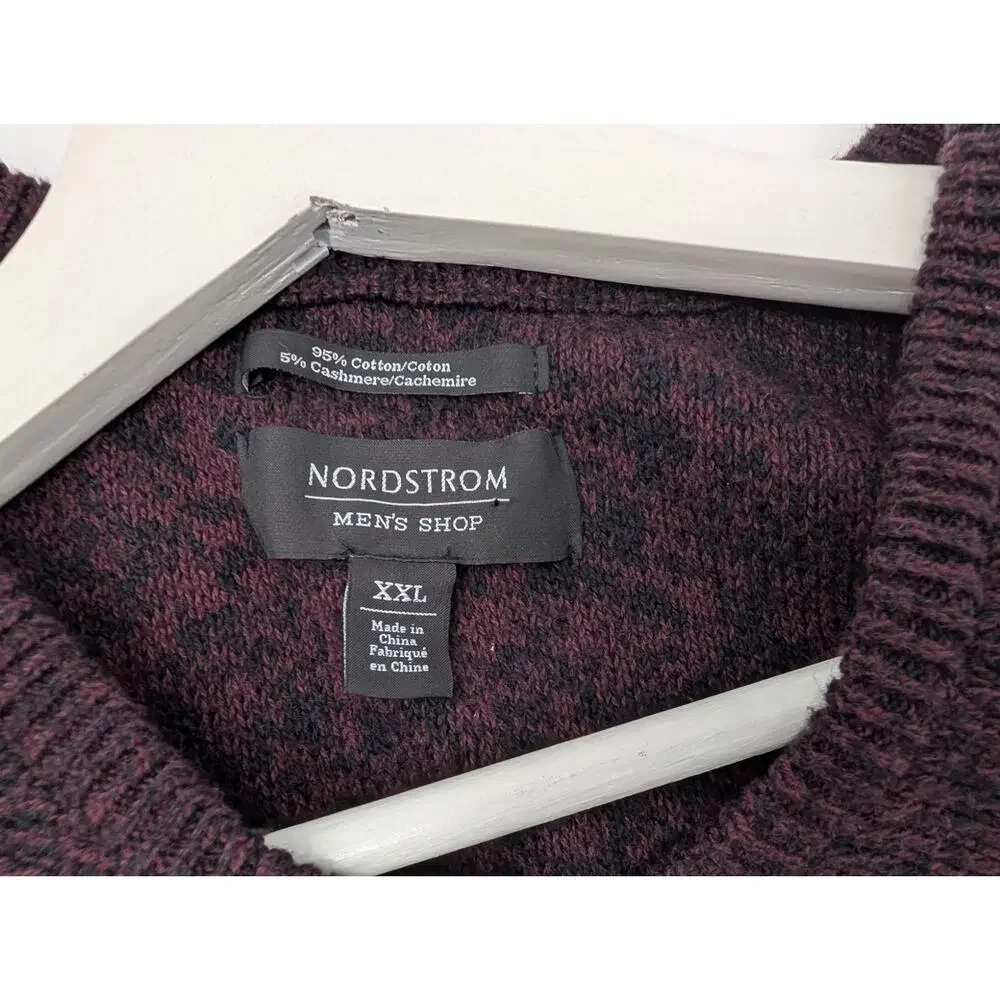 Nordstrom Men's Shop Cotton Cashmere XXL V Neck Sweater Career Office Warm
